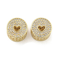 Настоящее золото 18K Покрытие стойки латунь микропаве прозрачные кубические циркониевые бусины, без свинца и без кадмия, долговечный, колонка, реальный 18 k позолоченный, 12x8 мм, отверстие : 5 мм