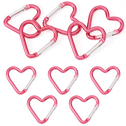 Светло-Вишневый 5пружинные кольца из цинкового сплава, сердце, светло-вишневый, 43.2x42 мм
