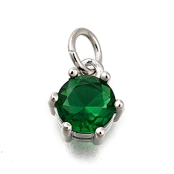Темно-Зеленый Кулон из циркония, круглые подвески, с целью перехода в кольце, долговечный, без свинца и без кадмия, стойки покрытие, реальный 18 k позолоченный, темно-зеленый, 8.5x7.5x5 мм, отверстие : 3.2 мм