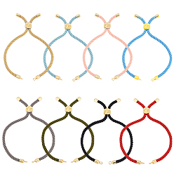 (52) Непрозрачная лаванда 8шт 8 цвета нейлоновый витой шнур звено браслет изготовление, изготовление слайдера, с латунной фурнитурой , долговечный, древо жизни, реальный 18 k позолоченный, 210~220x3 мм, отверстие : 2 мм, 1 шт / цвет