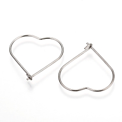 Нержавеющая Сталь Цвет 304 Выводы из нержавеющей стали серьги обруча, бокал шарма кольца, цвет нержавеющей стали, 20x20x0.6 мм, штифты : 0.6 мм