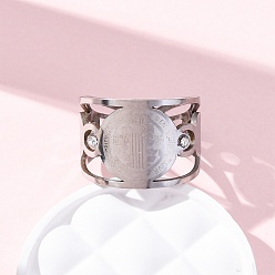 Нержавеющая Сталь Цвет 304 Кольца-манжеты из нержавеющей стали со стразами в виде святого Бенедикта, цвет нержавеющей стали, 15 мм, регулируемый