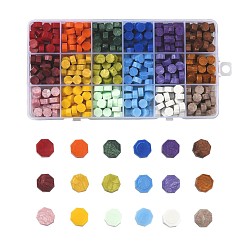 Mixed Color Sealing Wax Particles, for Retro Seal Stamp, Octagon, Mixed Color, 9mm, 18 colors, 25pcs/color, 450pcs/box