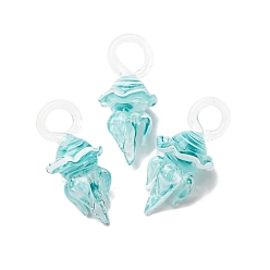 Бирюза Подвески лэмпворк ручной работы, осьминог, бирюзовые, 36.5~37x17.5~19x17~19 мм, отверстие : 4x3.5~4.5 мм