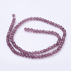 Purple Glass Beads Strands, Faceted(32 Facets), Round, Purple, 4mm, Hole: 1mm, about 98pcs/strand, 13.7 inch