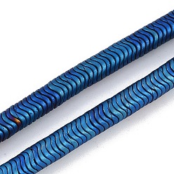 со Синим Покрытием Гальванические нити из синтетических немагнитных гематитовых бусин, волнистый диск, с покрытием синим, 6x1.5 мм, отверстие : 1 мм, около 330 шт / нитка, 15.75'' (40 см)