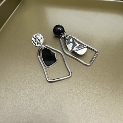 Платина Серьги-гвоздики из сплава с эмалью «самородки», платина, 61x22 мм