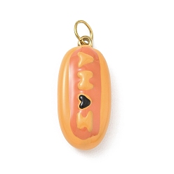 Food 304 нержавеющей стальной эмали подвески, с целью перехода в кольце, имитация пищевых амулетов, без кадмия, без никеля и без свинца, золотые, питание, 26.5x12x8 мм, отверстие : 4 мм