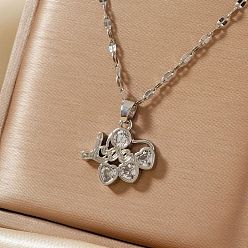 Серебро Элегантные латунные подвески в форме сердца с прозрачными кубическими цирконами, невыцветающее качество, серебряные, 15.75 дюйм (40 см)