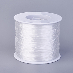 White Flat Elastic Crystal String, Elastic Beading Thread, for Stretch Bracelet Making, White, 0.7mm, about 546.8 yards(500m)/roll
