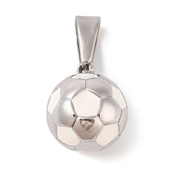 Белый 304 подвески из нержавеющей стали, с эмалью, футбольное очарование, цвет нержавеющей стали, белые, 17.5x15x15 мм, отверстие : 8.5x5 мм