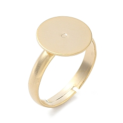 Настоящее золото 24K Регулируемая латунные настройки площадку кольцо, пустой плоский круглый поднос для колец, стойки покрытие, долговечный, без свинца и без кадмия, реальный 24 k позолоченный, лоток : 12 мм, 3 мм, размер США 7 1/4 (17.5 мм)