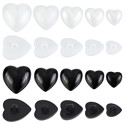 Mixed Color 100Pcs 10 Style 1-Hole Acrylic Shank Buttons, Heart, Mixed Color, 12~25.5x12~26x8~12.5mm, Hole: 2~3mm, 10pcs/style