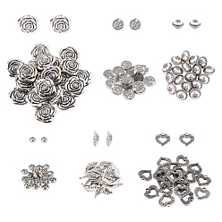 Antique Silver SUPERFINDINGS 120Pcs 6 Style CCB Plastic Beads, Mixed Shapes, Antique Silver, 20pcs/style