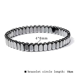 Oval Браслеты из синтетических немагнитных гематитовых бусин для мужчин, овальные, 7.48 дюйм (19 см)