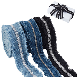 (52) Непрозрачная лаванда 3 цветные полиэфирные ленты, отделка бахромой, аксессуары для одежды, разноцветные, 1-1/8 дюйм (30 мм)