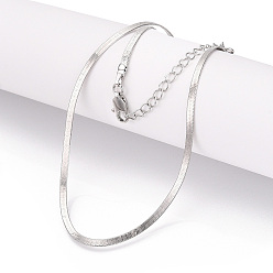 Платинированный Латунные ожерелья с плоской змеиной цепочкой для женщин и мужчин, Реальная платина, 17.80x0.09x0.02 дюйм (45.2x0.22x0.05 см)