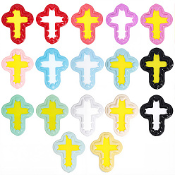 (52) Непрозрачная лаванда 20 шт. эмалевые бусины ручной работы в технике лэмпворк, бусины ручной работы, крестик, два тона, разноцветные, 14.5x11.5x4 мм, отверстие : 1 мм