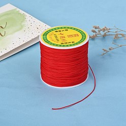 Red Braided Nylon Thread, Chinese Knotting Cord Beading Cord for Beading Jewelry Making, Red, 0.8mm, about 100yards/roll