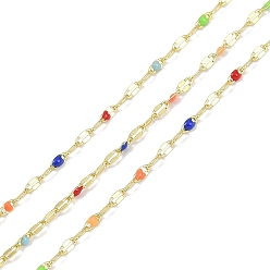 (52) Непрозрачная лаванда Латунные цепи с покрытием стойки, с эмалью, с катушкой, пайка без свинца и кадмия, реальный 18 k позолоченный, разноцветные, 4x2x0.2 мм