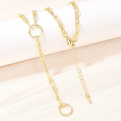 Настоящее золото 18K Латунь 8 звенья цепи и лариаты ожерелья, с круглыми кольцами, долговечный, стойки покрытие, без свинца и без кадмия, реальный 18 k позолоченный, 17.05 дюйм (43.3 см)