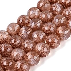 Sienna Transparent Half Spray Painted Glass Beads Strands, Round, Sienna, 10mm, Hole: 1~1.2mm, about 81~86pcs/strand, 29.72~31.69 inch(75.5~80.5cm)
