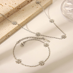 Нержавеющая Сталь Цвет Элегантные 304 комплекты из цепочек-маргариток из нержавеющей стали для женщин, цвет нержавеющей стали