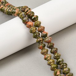Унакит Природные Unakite бисер нитей, фонарь, 9x7 мм, отверстие : 0.8 мм, около 52~53 шт / нитка, 15.35''~15.55'' (39~39.5 см)