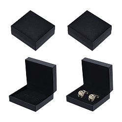 Noir Boîtes d'emballage en plastique pour boutons de manchette, rectangle, noir, 6.8x7.65x3.1 cm