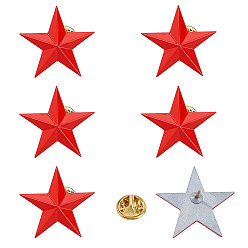 Red 6Pcs Star Alloy Lapel Pin Backs for Backpack Clothes, Golden, Red, 27x29mm