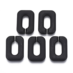 Black Spray Painted CCB Plastic Linking Rings, Quick Link Connectors, For Jewelry Cross Chains Making, Rectangle, Black, 34x23x6mm, Inner Diameter: 8x18mm