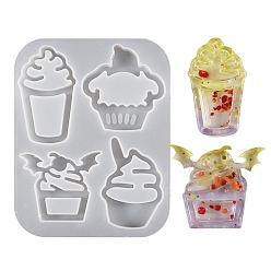 Ice Cream DIY силиконовые формы кулон, формы для литья смолы, белые, мороженое, 128x100x9.5 мм, внутренний диаметр: 43~62.5x36~57 мм
