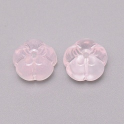 Pearl Pink Transparent Glass Beads, Pumpkin, Pearl Pink, 10x10x7mm, Hole: 1.2mm