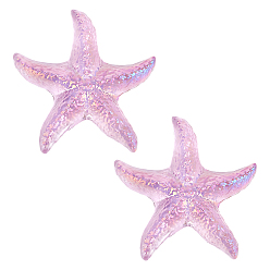 Pourpre Moyen Figurine décorative en forme d'étoile de mer en cristal de quartz naturel teinté, pour la décoration intérieure., pierre d'énergie reiki pour la guérison, support violet, 69x72x17mm