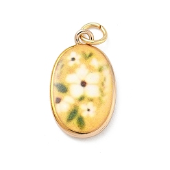 Oval Печатные 304 подвески из нержавеющей стали, с целью перехода в кольце, без кадмия, без никеля и без свинца, овальные с цветком, 23x13.5x3 мм, отверстие : 4 мм