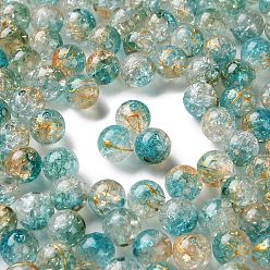 Светлый Морско-зеленый Прозрачных бусин акриловые треск, волочильных стиле, круглые, два тона, светло-зеленый, 10x9.5 мм, отверстие : 2 мм, 909 шт / 500 г