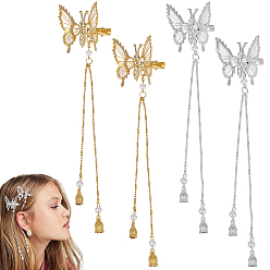 (52) Непрозрачная лаванда 4 шт. 2 цвета цинкового сплава заколки для волос из кожи аллигатора для женщин и девочек, бабочка, разноцветные, 203x50x20 мм, 2 шт / цвет