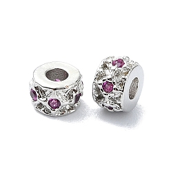 Платина Покрытие стойки латунь микропаве прозрачные кубические циркониевые бусины, долговечный, без свинца и без кадмия, колонка, фиолетовые, платина, 5x3 мм, отверстие : 1.8 мм