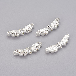 Серебро Тибетский стиль сплава многожильных ссылки, крыло, серебряные, 6x21.5x4 мм, отверстие : 1.5 мм