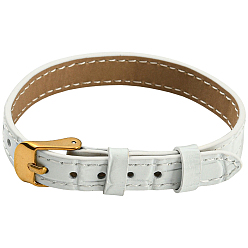 Белый 1текстурированные ремни из поликарбонатной кожи для браслетов-слайдеров для подвесок-слайдеров, с ионным покрытием (ip) золотые 304 пряжки из нержавеющей стали, белые, 23.2x1~1.25x0.5 см