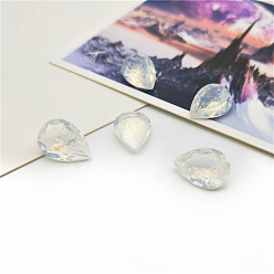 Прозрачный Заостренные назад кабошоны из каменного камня, граненые, слеза, прозрачные, 14x10 мм, 40 шт / комплект