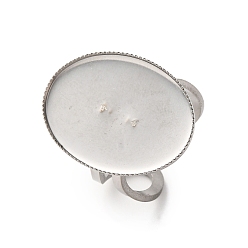 Нержавеющая Сталь Цвет 304 выводы открытой манжеты из нержавеющей стали, настройки кольца чашки безеля, овальные, цвет нержавеющей стали, лоток : 25x18 мм, внутренний диаметр: 18 мм