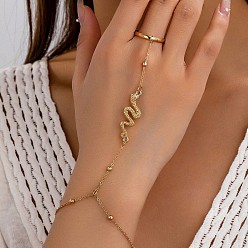 Золотой Простой стиль 304 браслеты из нержавеющей стали со стразами, змея, золотые, 6-1/4 дюйм (16 см)