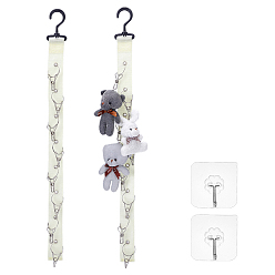Beige Nylon Plush Toy Display Strap, with Stainless Steel Clips, Beige, 72x12.5x1.55cm