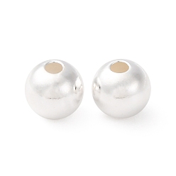 Серебро Тонкие серебряные круглые бусины, серебряные, 6 мм, отверстие : 1.6 мм