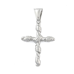 Нержавеющая Сталь Цвет 304 подвески из нержавеющей стали, крестик, вакуумные покрытия, цвет нержавеющей стали, 39.5x27.5x5 мм, отверстие : 3.6x8.5 мм