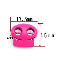 Fuchsia Zinc Alloy Spring Cord Locks, 2 Hole Drawstring Toggle Spring Clasp, Fuchsia, 17.5x15mm, Hole: 4mm