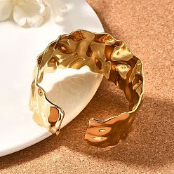 Настоящее золото 18K Ионное покрытие (IP) 304 широко открытые браслеты-манжеты из нержавеющей стали, украшения для женщин, реальный 18 k позолоченный, внутренний диаметр: 2-1/8~2-3/8 дюйм (5.4~5.9 см)