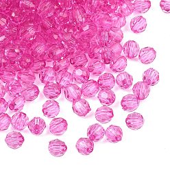 Medium violett rot Transparente Acryl Perlen, facettiert, Runde, hot pink, 6x5.5 mm, Bohrung: 1.7~1.8 mm, ca. 4200 Stk. / 500 g