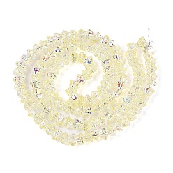 Светло-желтый Стеклянные бусины с гальваническим покрытием , цветок, жемчужные, с половиным покрытием, светло-желтый, 6~6.5x8x8 мм, отверстие : 0.7~0.9 мм, около 121~123 шт / нитка, 25.98~26.57'' (66~67.5 см)